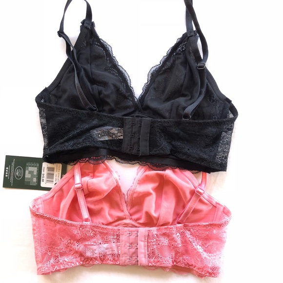 Laura Ashley 2 Bralettes Size S Black and Pink NWT - Picture 3 of 4